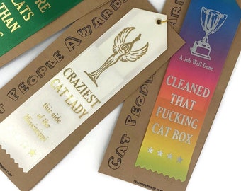 Cat Lady Ribbon | Cat Lady Gift | Fun Gift | Trophy | Merit Badge | Award | Winner Ribbon | Stocking Stuffer