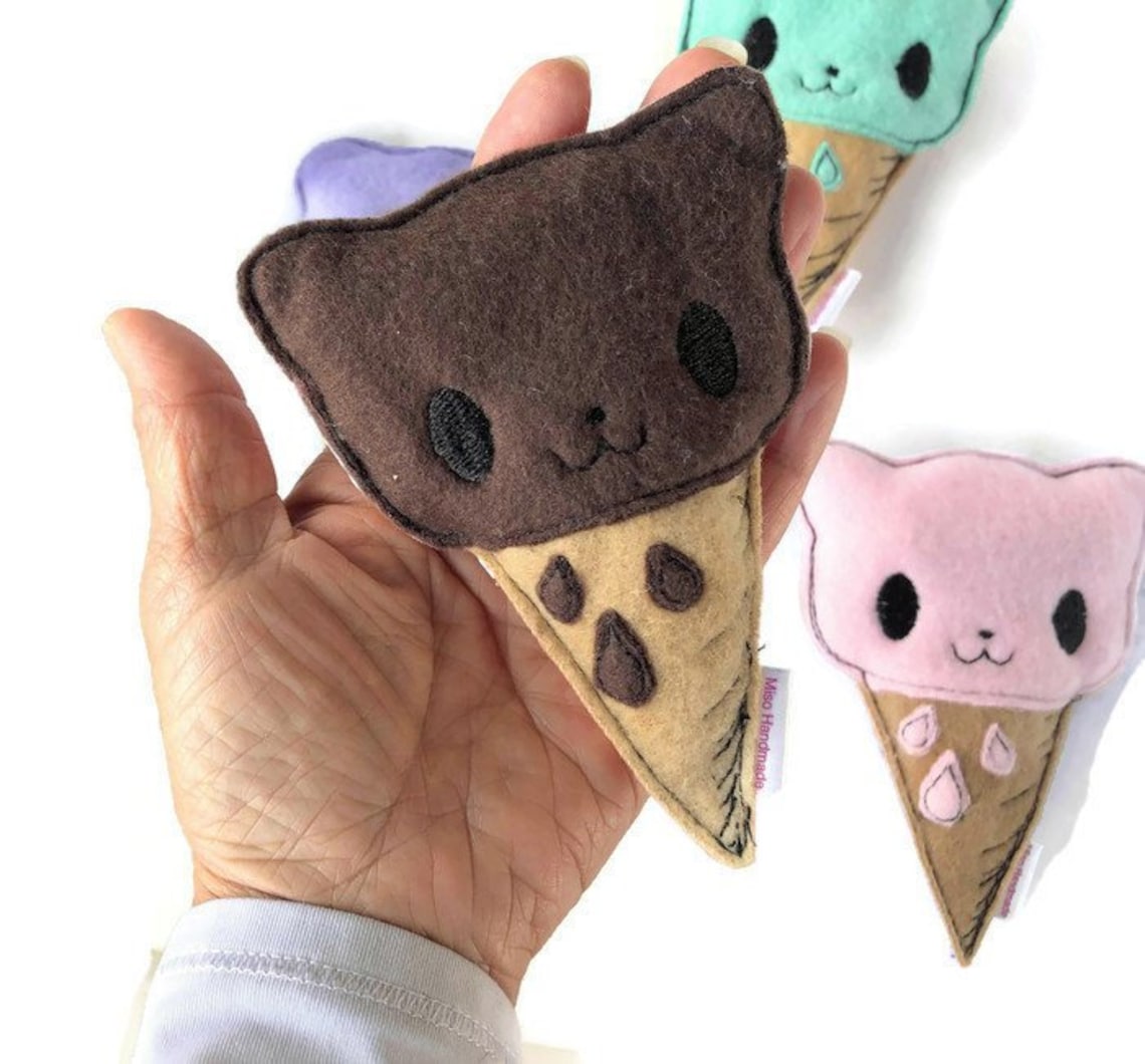 Kitty Cone Ice Cream Cat Toy Catnip Ice Cream Cone Etsy