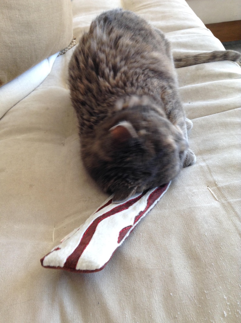 Catnip Bacon Cat Toy Bacon Cat Toy Organic Catnip Toy Etsy