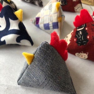 Denim Chicken Catnip Toy: Handmade Vegan Cat Gift