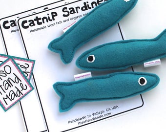 Catnip Sardines | Organic Catnip Toys | Fish | Cat Toys | Gift For Pet Lover | Handmade Cat Gift | Gift for Cat | Cat Toy