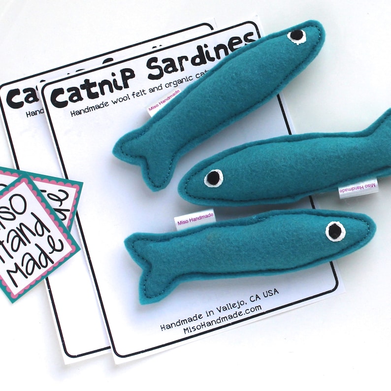 Catnip Sardines Organic Catnip Toys Fish Cat Toys Gift For Pet Lover Handmade Cat Gift Gift for Cat Cat Toy image 1