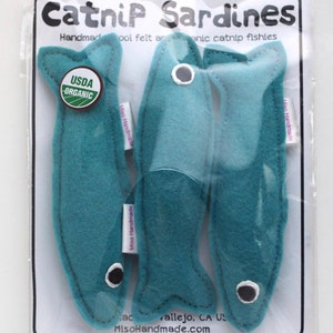 Catnip Sardines Organic Catnip Toys Fish Cat Toys Gift For Pet Lover Handmade Cat Gift Gift for Cat Cat Toy image 5