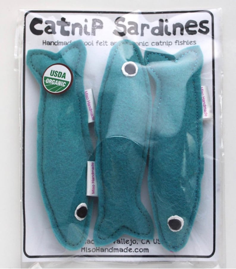 Catnip Sardines Organic Catnip Toys Fish Cat Toys Gift For Pet Lover Handmade Cat Gift Gift for Cat Cat Toy image 5