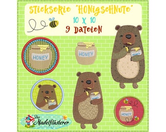 Digitale Stickserie Honigschnute 10x10 cm (4x4") Stickrahmen