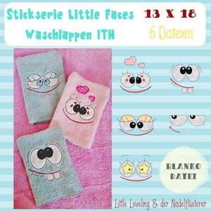 Digital embroidery series Little Faces washcloth ITH 13 x 18 cm (5x7") embroidery frame