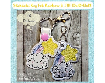 Digitale Stickdatei Key Fob Rainbow 3 ITH 10x10-13x18cm (4x4-5x7") Stickrahmen