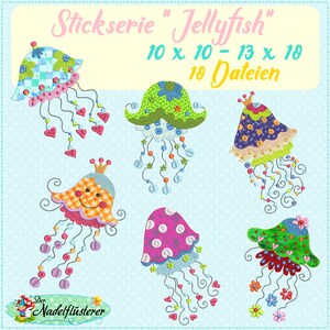 Digitale borduurserie Kwallen 10x10 - 13 x 18 cm (4x4 - 5x7") borduurraam