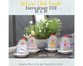 Digital embroidery series Chick Parade Egg Cozy ITH 10x10 (4x4") embroidery hoop