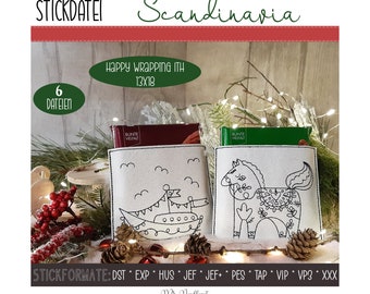 Digitale Stickserie Happy Wrapping Scandinavia ITH 13x18 cm (5x7") Stickrahmen