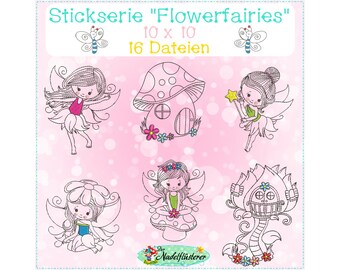 Digitale Stickserie Flowerfairies 10x10 cm (4x4") Stickrahmen