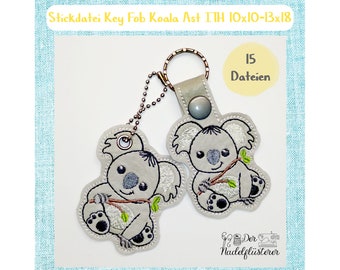 Digitale Stickdatei Key Fob Koala Ast ITH 10x10-13x18cm (4x4-5x7") Stickrahmen