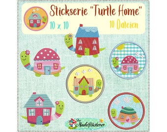 Digitale Stickserie Turtle Home 10x10 cm (4x4") Stickrahmen