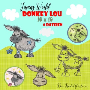 Digital embroidery series Janeas World Donkey Lou 10 x 10 cm (4x4") embroidery frame