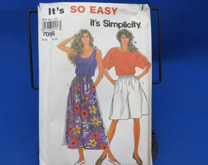 Simplicity 7096 Sewing Pattern Top & Culottes Size 8-20 1995 It's so ...