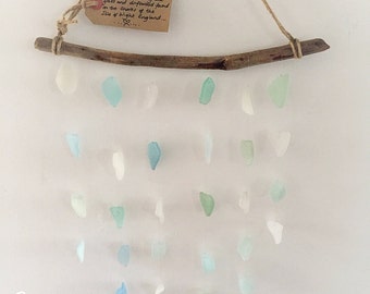 Driftwood Sea Glass Mobile, Beachy Wall Hanging, Isle of Wight
