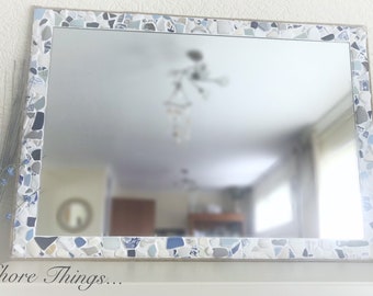 Sea Pottery Mirror, Isle of Wight Beach Decor, Nautical Wall Hanging (35"x25")