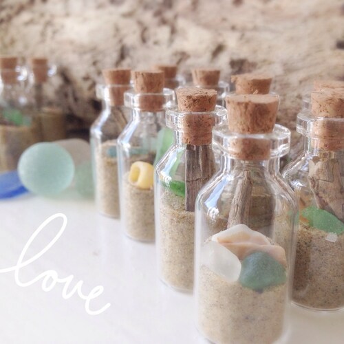 Mini Beach Bottle Beach in a Bottle Cork Sea Glass Shell Sand Etsy