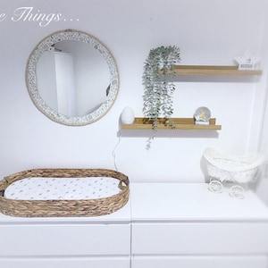 Espejo de cristal marino, decoración playera de la Isla de Wight, adorno de pared costero (56 cm)