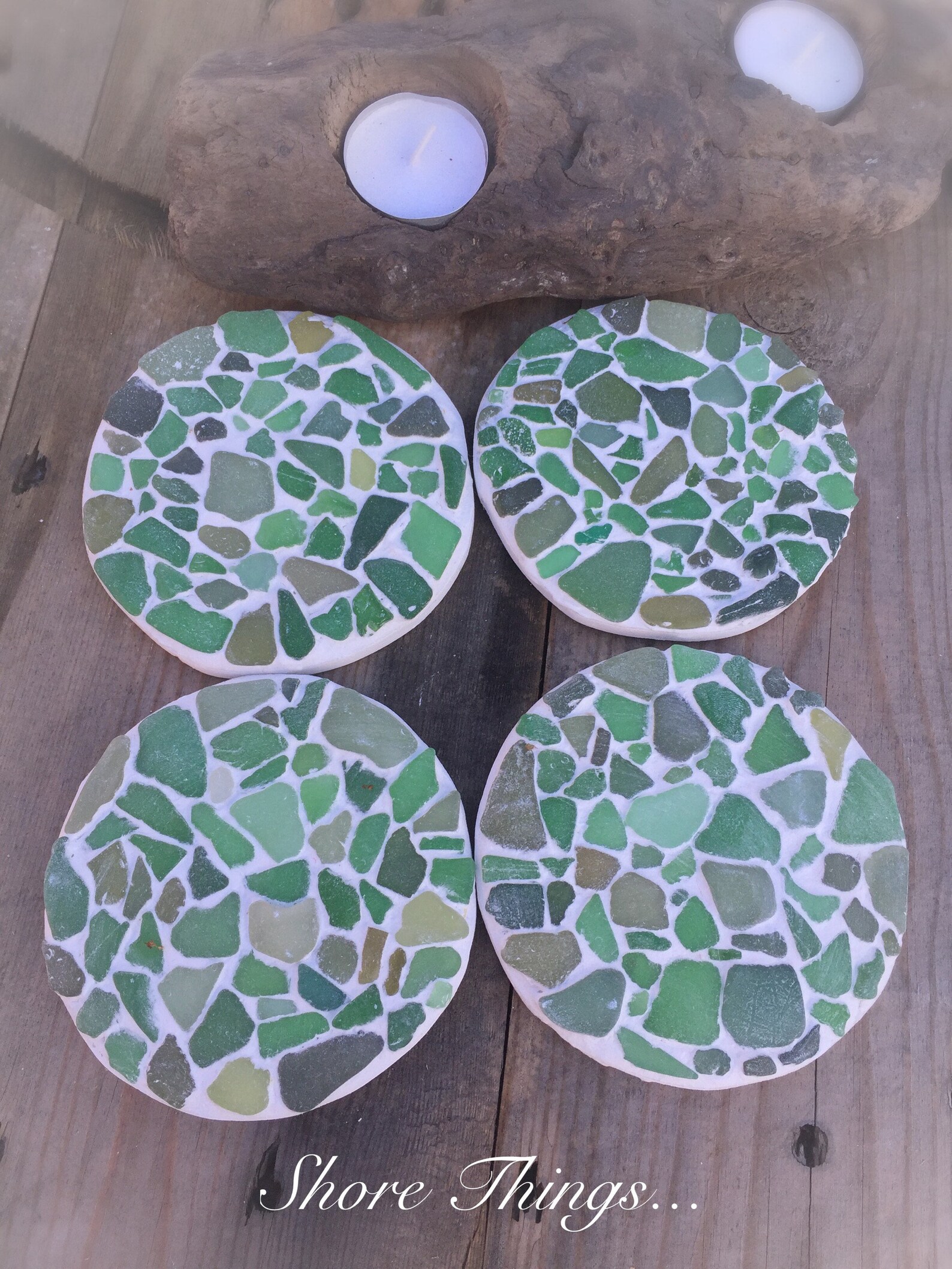 Sea Glass Coasters Nautical Decor Cup Mats Placemats Set Etsy Canada