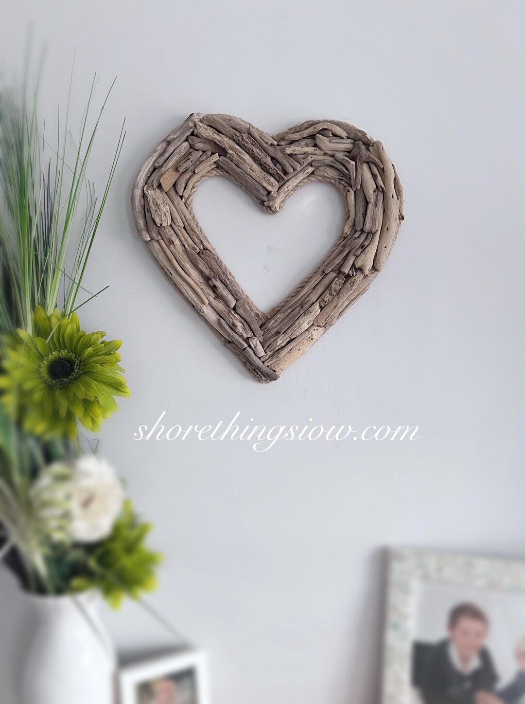 Driftwood Heart Wreath: Nautical Wall Hanging, Rustic Beach Decor - Etsy