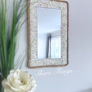 Nautical Home Decor, Sea Glass Mirror, Rectangle Mirror, 15"x9", Isle of Wight Made, Beach Home