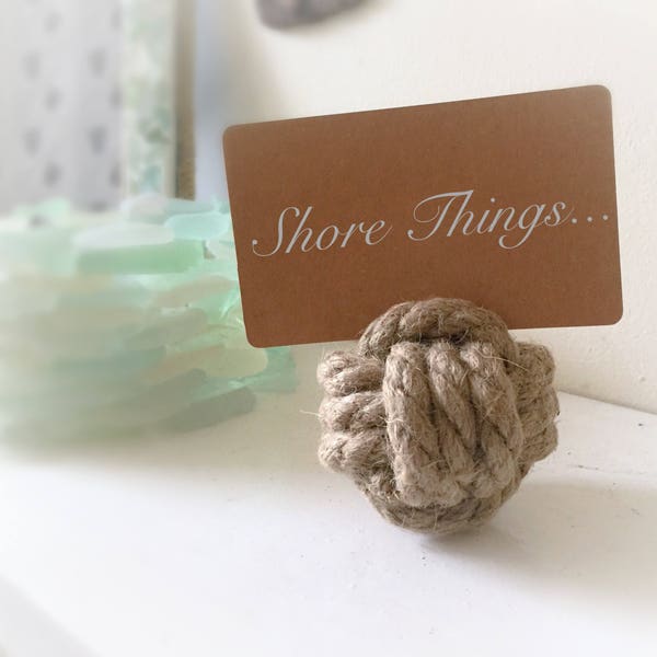 Place Card Holders, Beach Wedding, Nautical Style, Rope Knot Name Card Holder