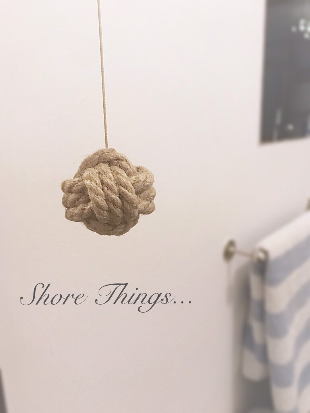 Rope Knot Bathroom Light Pull, Light Pulley, Monkey's Fist, Rope Decor ...