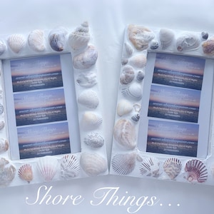 Seashell photo frame, sea shells, beach house, nautical