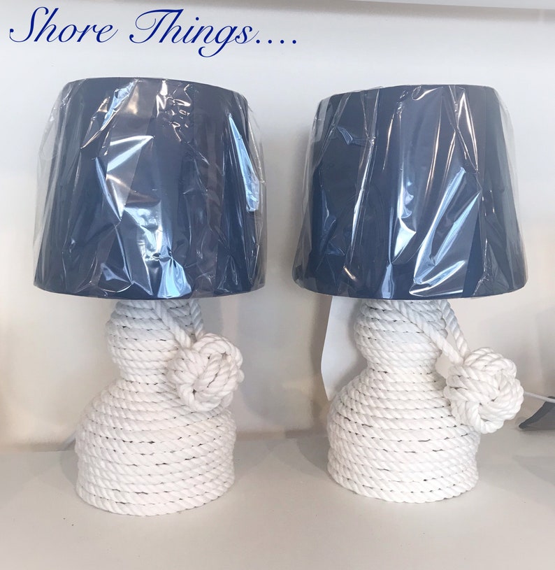 Rope Lamp Small Nautical Table Lamp with Shade Beach Home Etsy