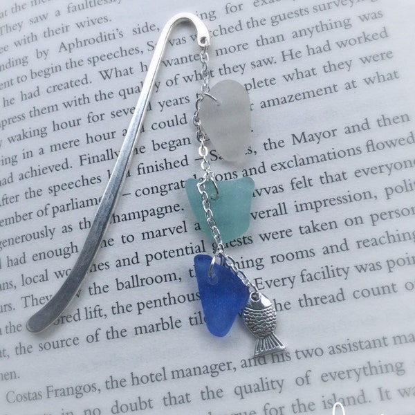 Sea Glass Bookmark, Nautical Gift, Metal Bookmark, Isle of Wight Beach Style, Gift boxed