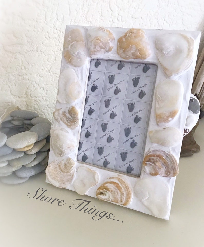 Sea Shell Oyster Photo Frame Nautical Beach Themed Home Decor 6x4 Natural Picture Frame Shabby Chic
