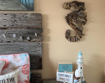 DRIFTWOOD Wall Art Seahorse Large Bespoke Isle of Wight Beach Home Decor Natural Shabby Chic Beautiful Art Wall Hanging Sea Horse