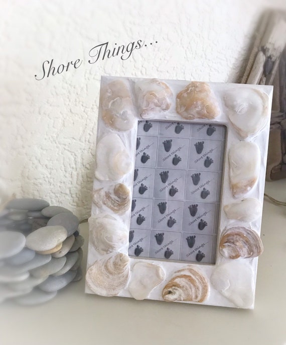 Sea Pottery Photo Frame Nautical Beach Themed Home Decor 5x3 Natural Picture Frame Shabby Chic Blue and White