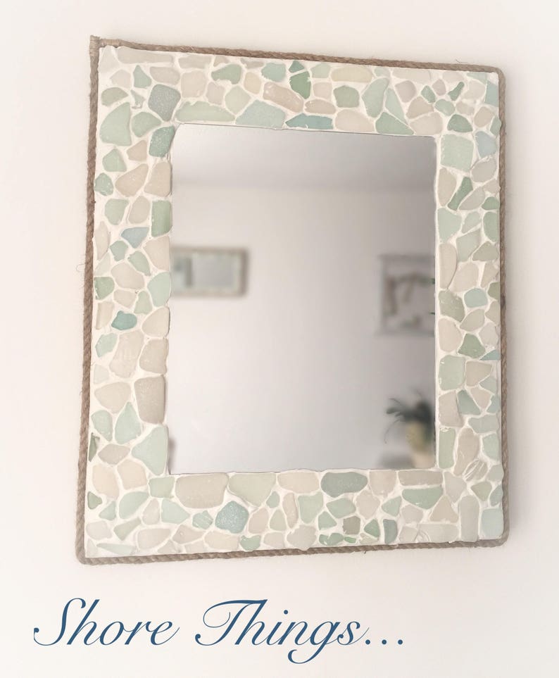 Bathroom Mirror Sea Glass Mosaic Mirror Rope Edged Nautical Etsy UK