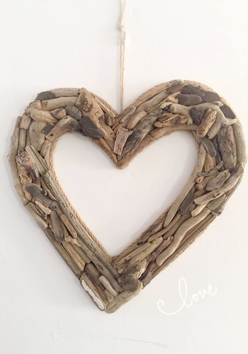 Driftwood Heart Wreath Wall Art Hanging Authentic Suft Tumbled Marine Drift Wood Nautical Beach Theme Love Rustic Style 5th Anni - Driftwood Heart Wall Art Driftwood Heart Wreath Wall Art Hanging Authentic Suft Tumbled Marine Drift Wood Nautical Beach Theme Love Rustic Style 5th Anni - Driftwood Heart Wall Art