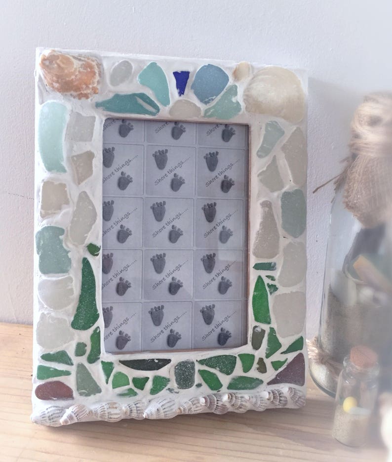 Nautique en verre bleu marine et blanc Shabby Chic Sous-Verres-Set de 4