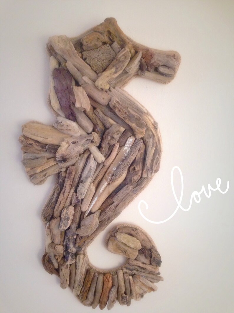 Driftwood Wall Art Seahorse Driftwood Wall Hanging Art Beach Etsy