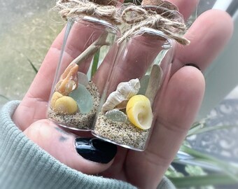 Mini Beach Bottle with Isle of Wight Sand, Sea Glass & Shell