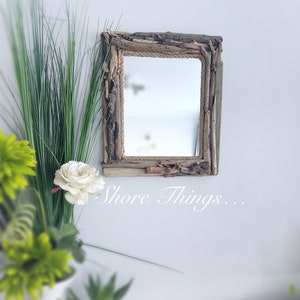 Driftwood Mirror Natural Isle of Wight Beach Home Decor Nautical Wall Hanging 12&quot;x14&quot;
