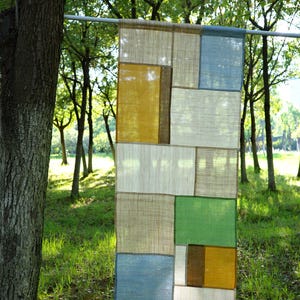 Personalized Handmade Linen Patchwork Curtain | Bojagi Inspired Boho Textile Wall Art