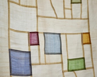 Rideaux en lin Pojagi sur mesure | Panneau textile patchwork coréen, rideaux bohèmes filtrant la lumière