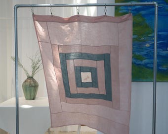 Rideau Noren en lin sur mesure – Séparateur de pièce géométrique à blocs de couleur