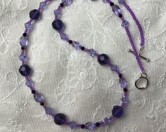 Lilac and Purple Glass Bead Necklace