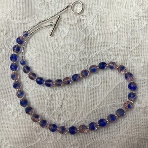 Cobalt Blue and Pink Glass Bead Necklace