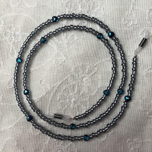 Aquamarine Heart Beaded Glasses Chain