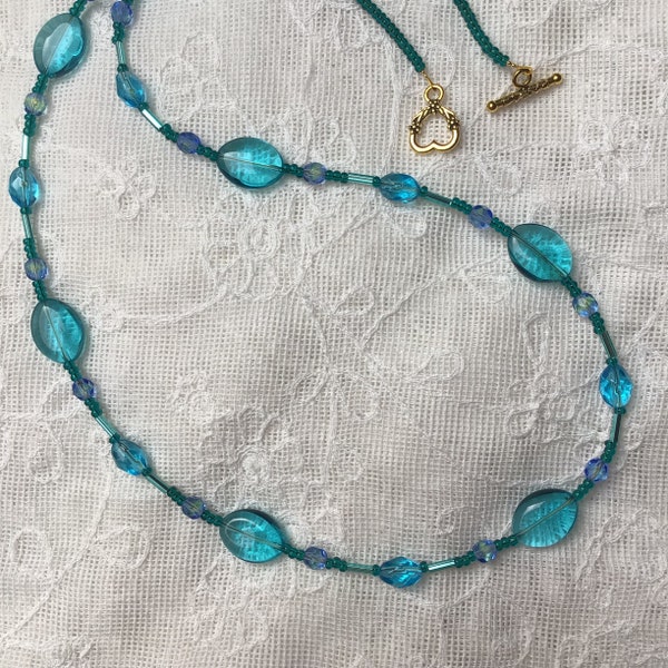 TurquoiseSea Long Beaded Necklace