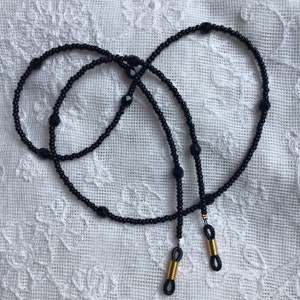 Jet Black Beaded Glasses Chain