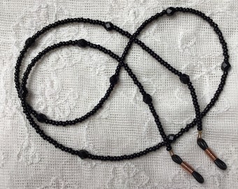 Jet Black Beaded Glasses Chain