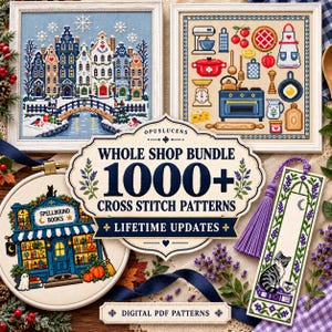 1000+ Cross Stitch Patterns Mega Bundle, Lifetime Access Entire Shop, Future Designs